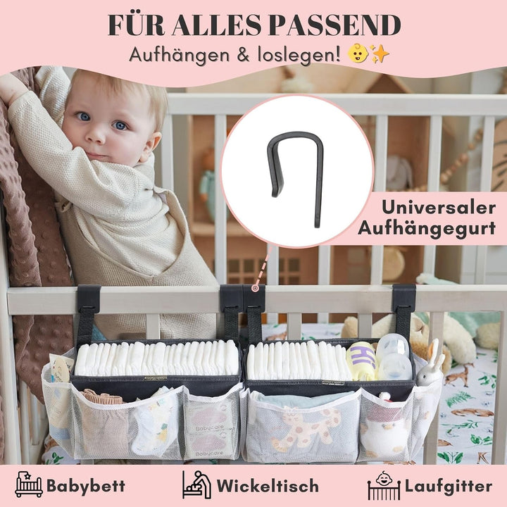 Windel-Organizer zum Aufhängen, mit grossem Fassungsvermögen, für 50+ Windeln, waschbarer Stoff mit