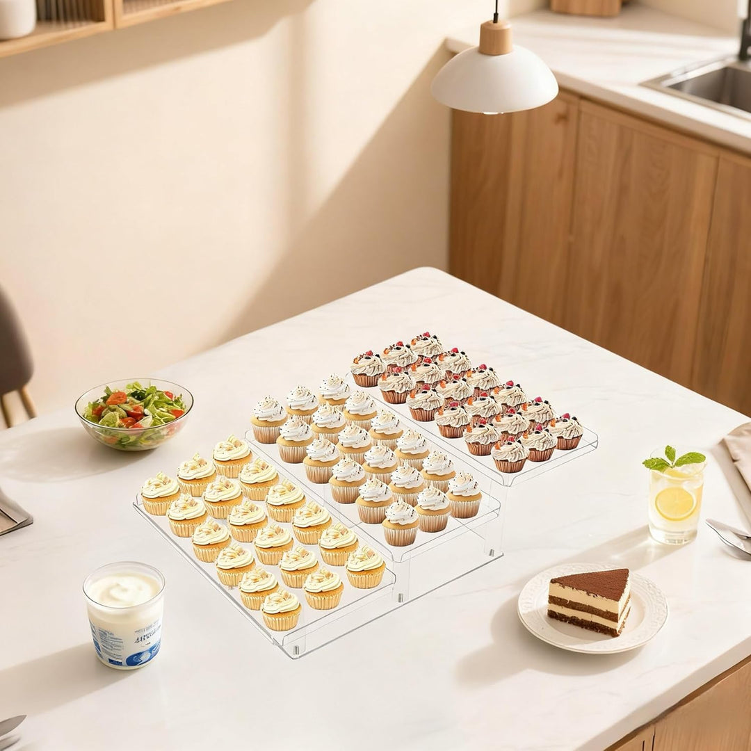 Fhmidic 3-stöckiges Serviertablett Set für Partys, Acryl Cupcake Buffet Dessertständer, 3-stufiges D