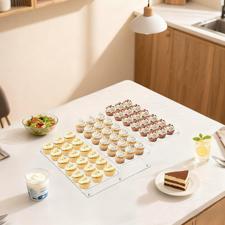 Fhmidic 3-stöckiges Serviertablett Set für Partys, Acryl Cupcake Buffet Dessertständer, 3-stufiges D