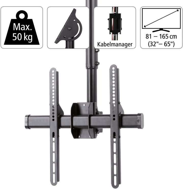Hama Deckenhalterung für Fernseher 65 Zoll bis 32 Zoll (TV bis 50kg, höhenverstellbar, schwenkbar /