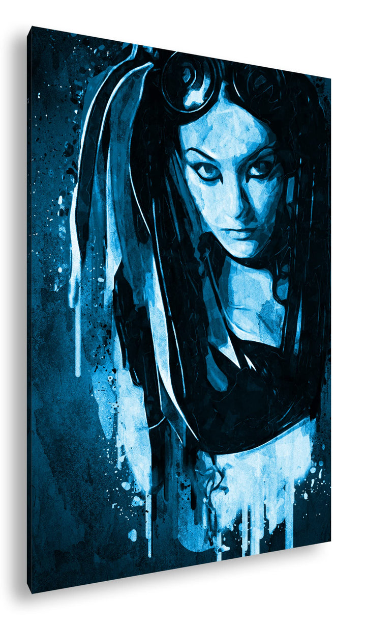 deyoli Gothic - Illustration Format: 80x60 Effekt: Monocrome Blau als Leinwandbild, Motiv fertig ger