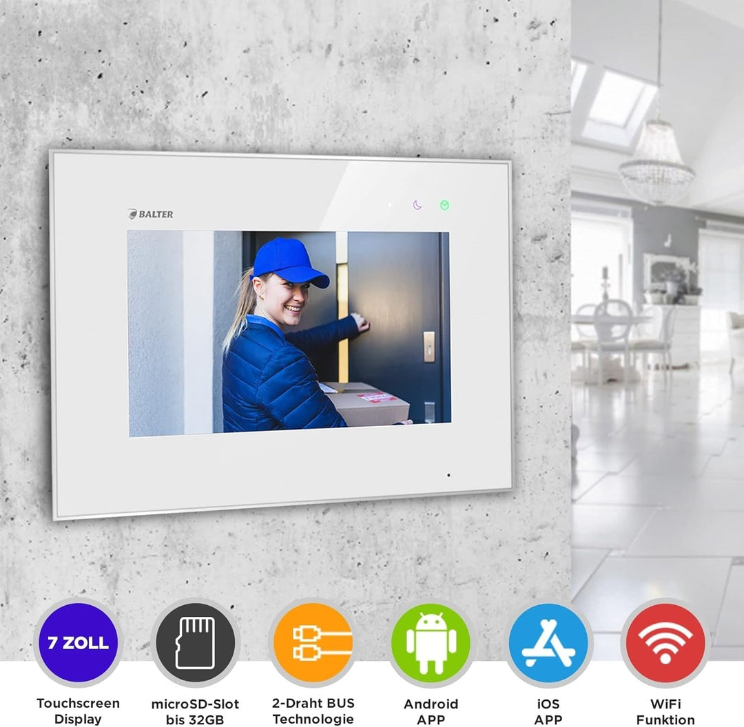 Nonic Balter EVO WiFi Rev.II 7" Videostation Touchscreen Bildschirm 2-Draht Bus Technologie Plexigla