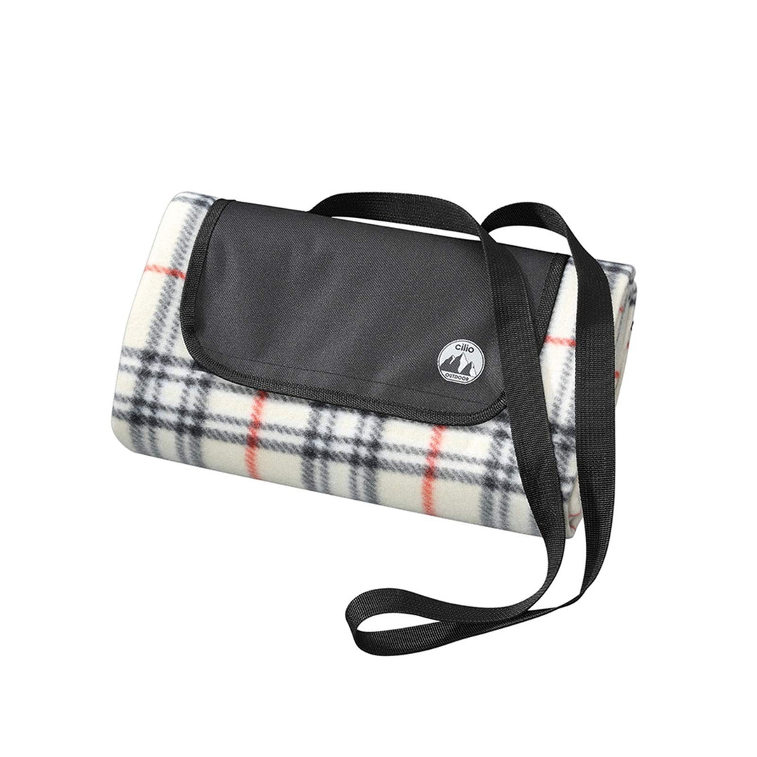 cilio Picknickdecke Weekend beige, 145x130 cm, Wasserabweisende Unterseite | 100% Polyester, zusamme