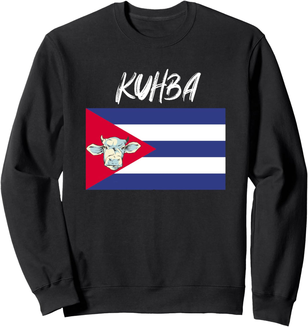 Lustiges Kuba Motiv mit Kuh & Flagge Revolutionär Cuba Humor Sweatshirt