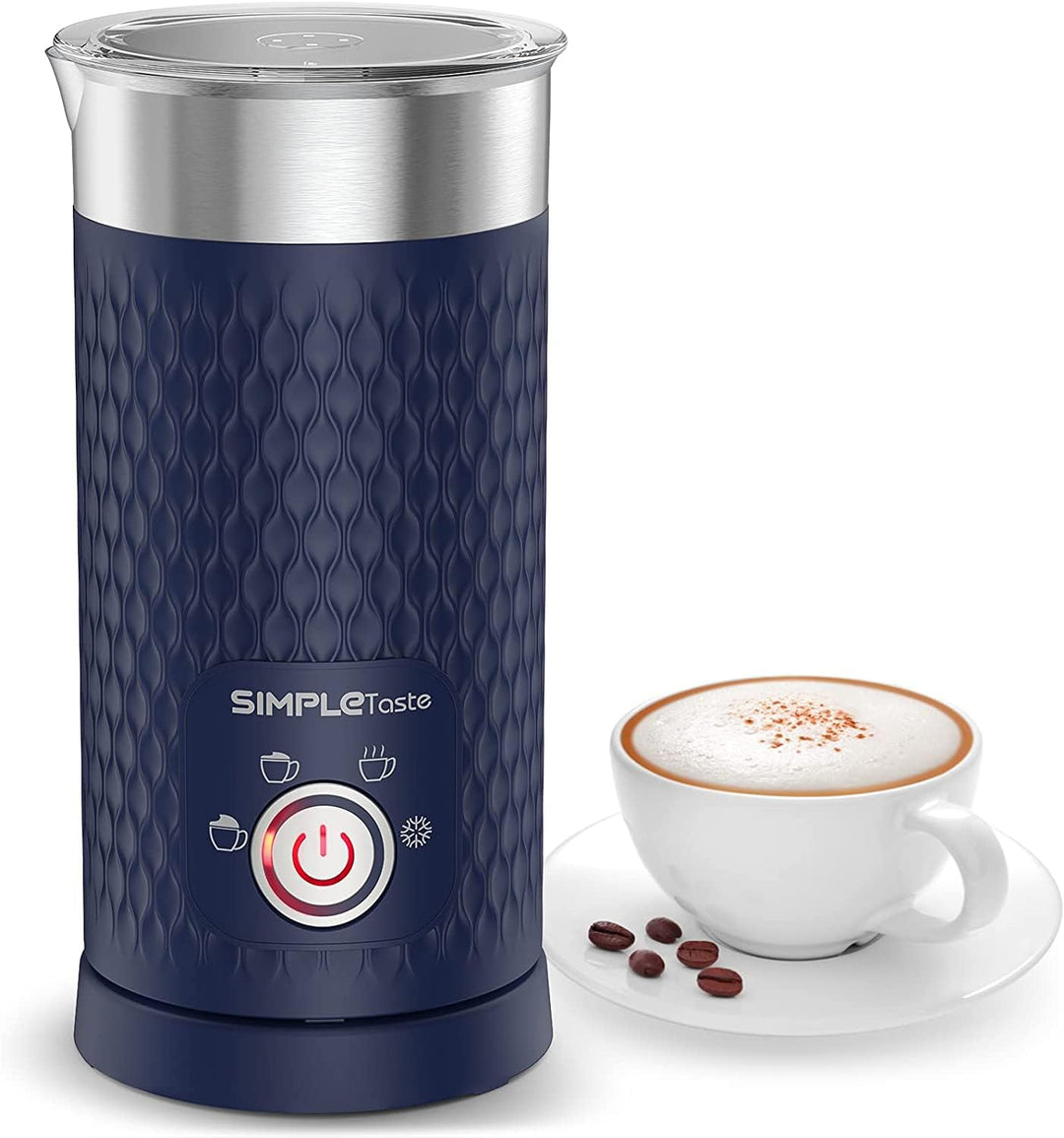 SIMPLETASTE Milchaufschäumer, 4 in 1 Elektrischer Automatischer Milchschäumer für Heissen und Kalten