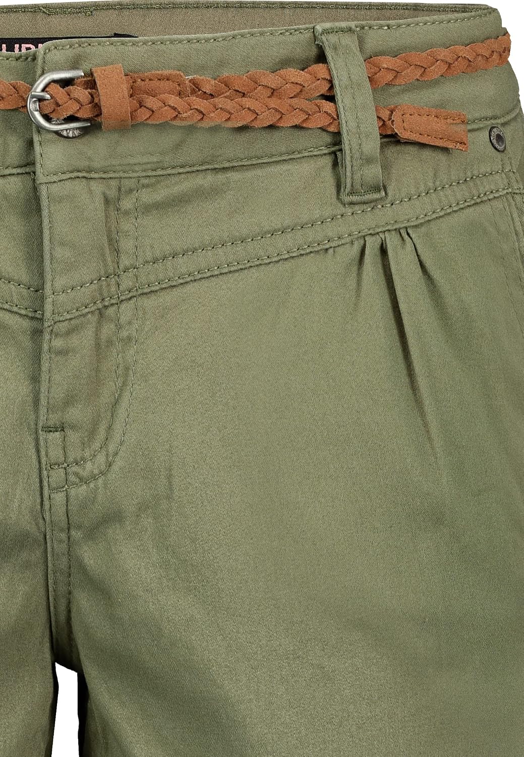 Sublevel Damen Kurze Hose Stretch-Shorts mit Flecht-Gürtel XS Middle-green, XS Middle-green