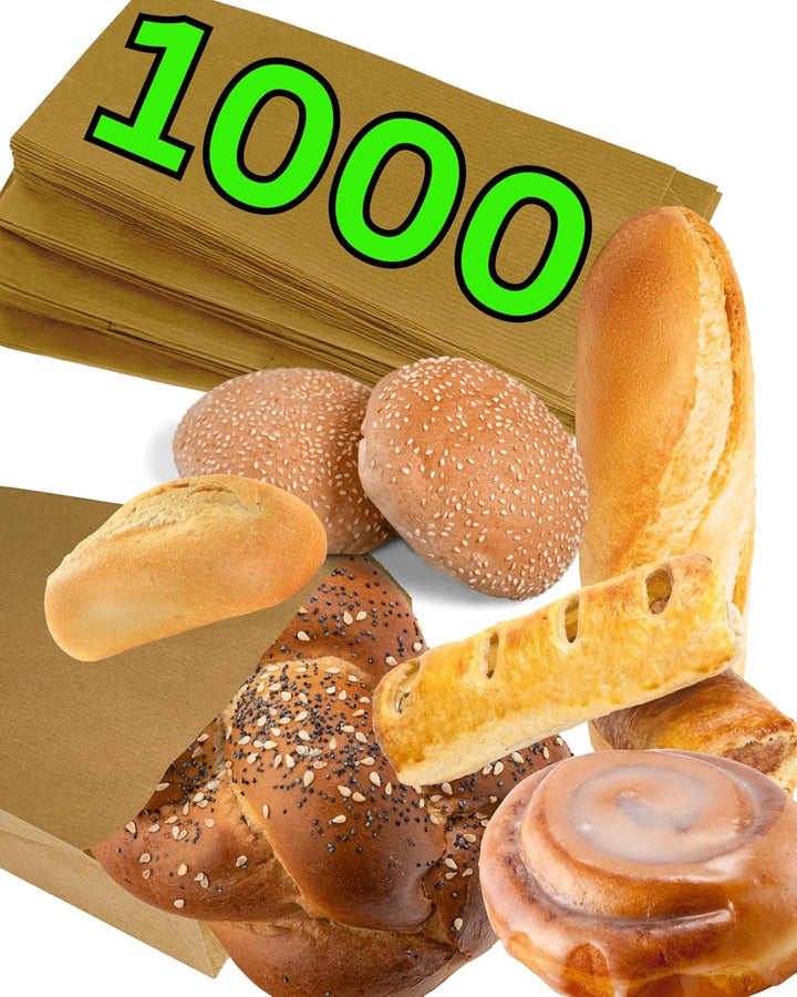 Loxato 1000 Brottüten Papier - Bäckertüten - Butterbrottüten Braun - Brotbeutel - Kraftpapier Tüten