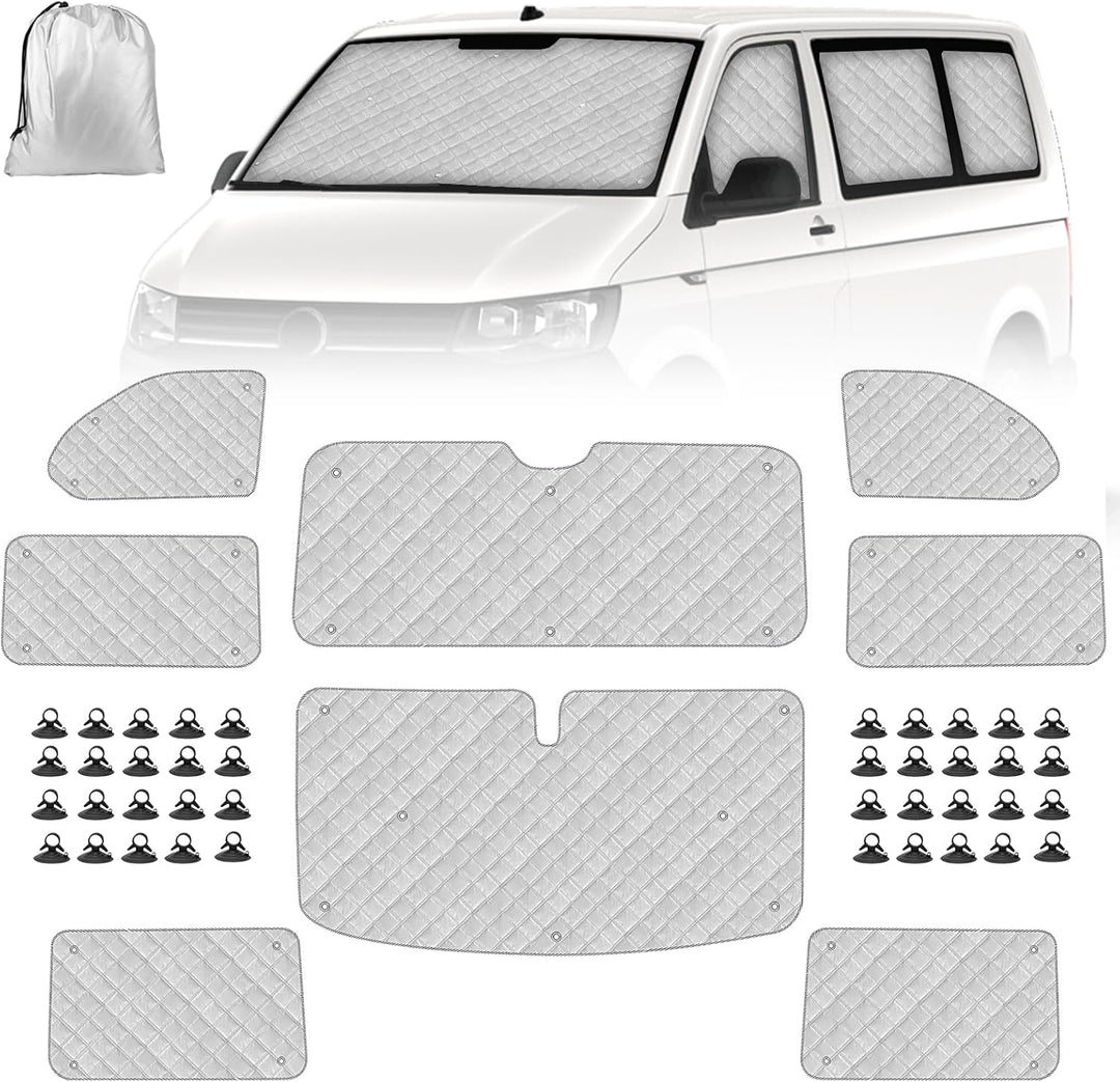 Sonnenschutz Auto Frontscheibe Ersatz für VW T5 T6, 8PCS Sonnenschutz Windschutzscheiben Schutz Set,