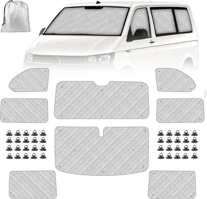 Sonnenschutz Auto Frontscheibe Ersatz für VW T5 T6, 8PCS Sonnenschutz Windschutzscheiben Schutz Set,