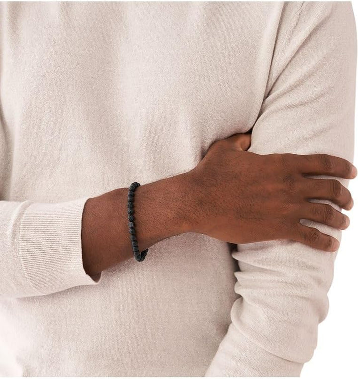 Emporio Armani Herrenarmband, Edelstahlkettenarmband Schwarz, Schwarz