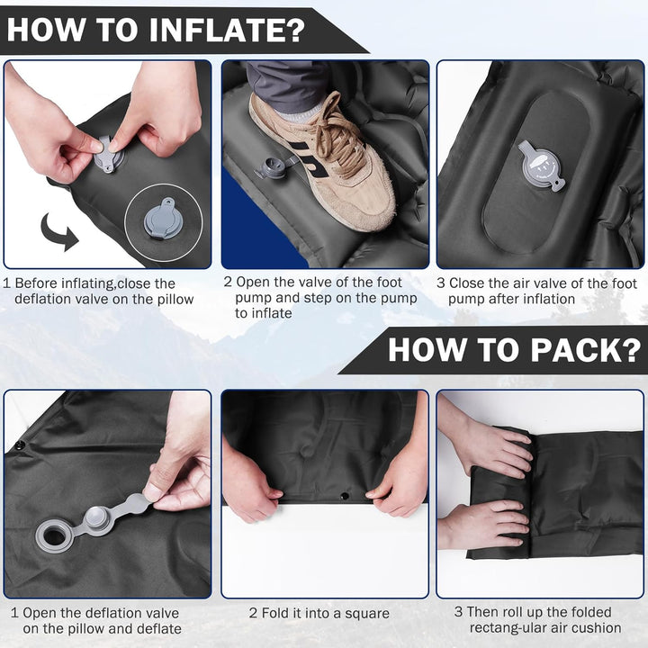 Isomatte, Ultraleichte Aufblasbare Luftmatratze, Camping Matratze mit Fusspresse Pumpe, Anti-Ripstop