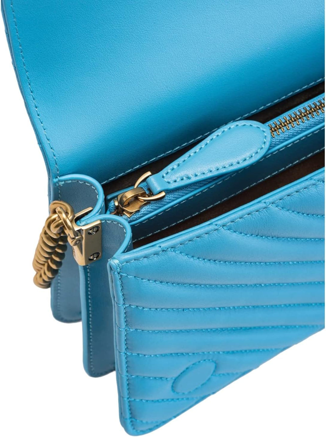 Pinko Damen Love Click Classic Sheep Nappa Himmelblau-antikes Gold, Himmelblau-antikes Gold