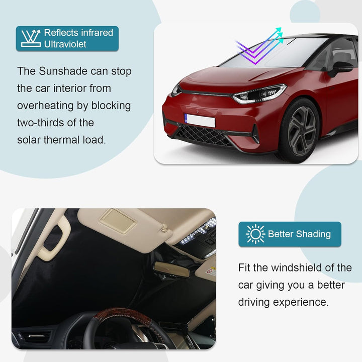 [Upgrade] CDEFG Kompatibel mit VW ID.3 ID3 2020-2025 2026 Sonnenschutz Abdeckungen Frontscheibe Sonn