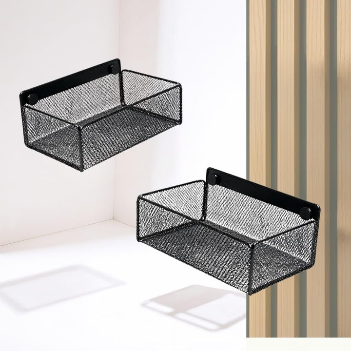 Wandkorb Metall schwarz– Metallverschraubung – kein Bohren – Zubehör für Akustikpaneele (2er Set Gro