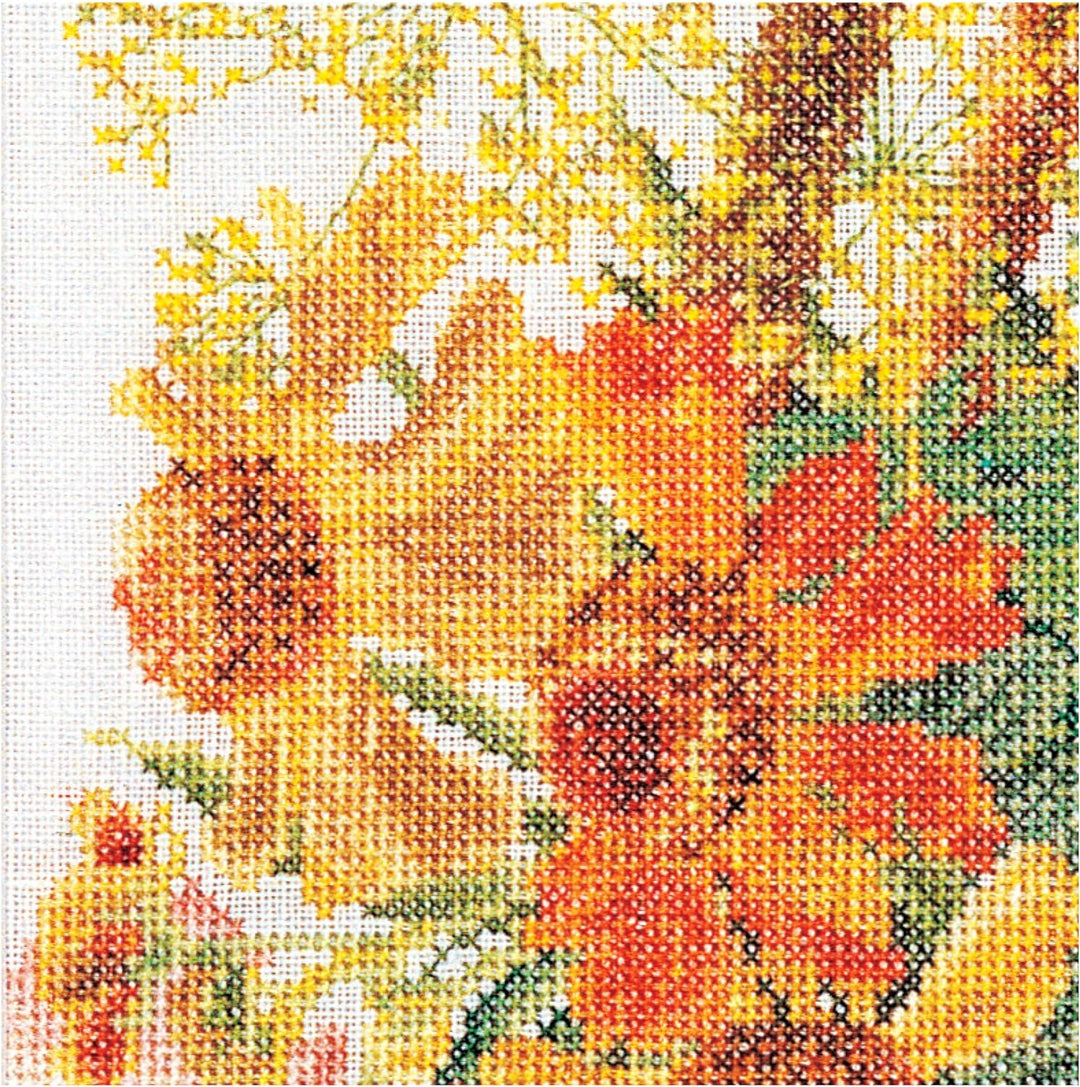 Thea Gouverneur - Kreuzstich-Set - Blumenkörbchen - Leinen - 36 Count - Für Erwachsene - 3064, Blume