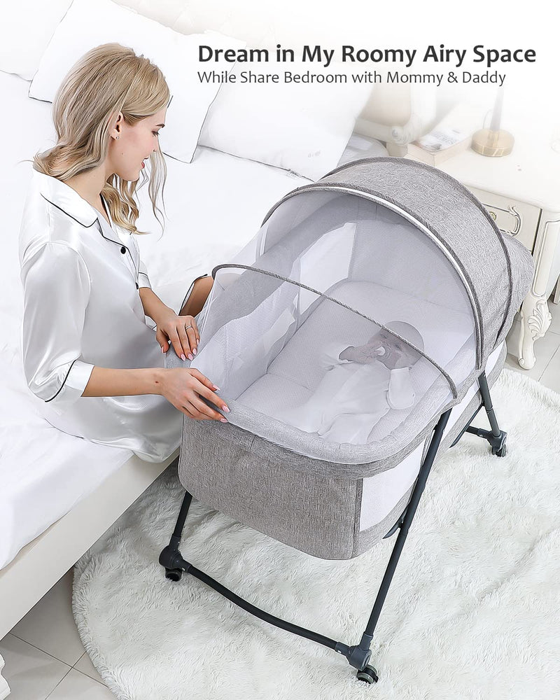 UBRAVOO Faltbares beistellbett Baby, Grab-and-go Baby Bett mit Matratze I Rollen I Reisetasche I Mos