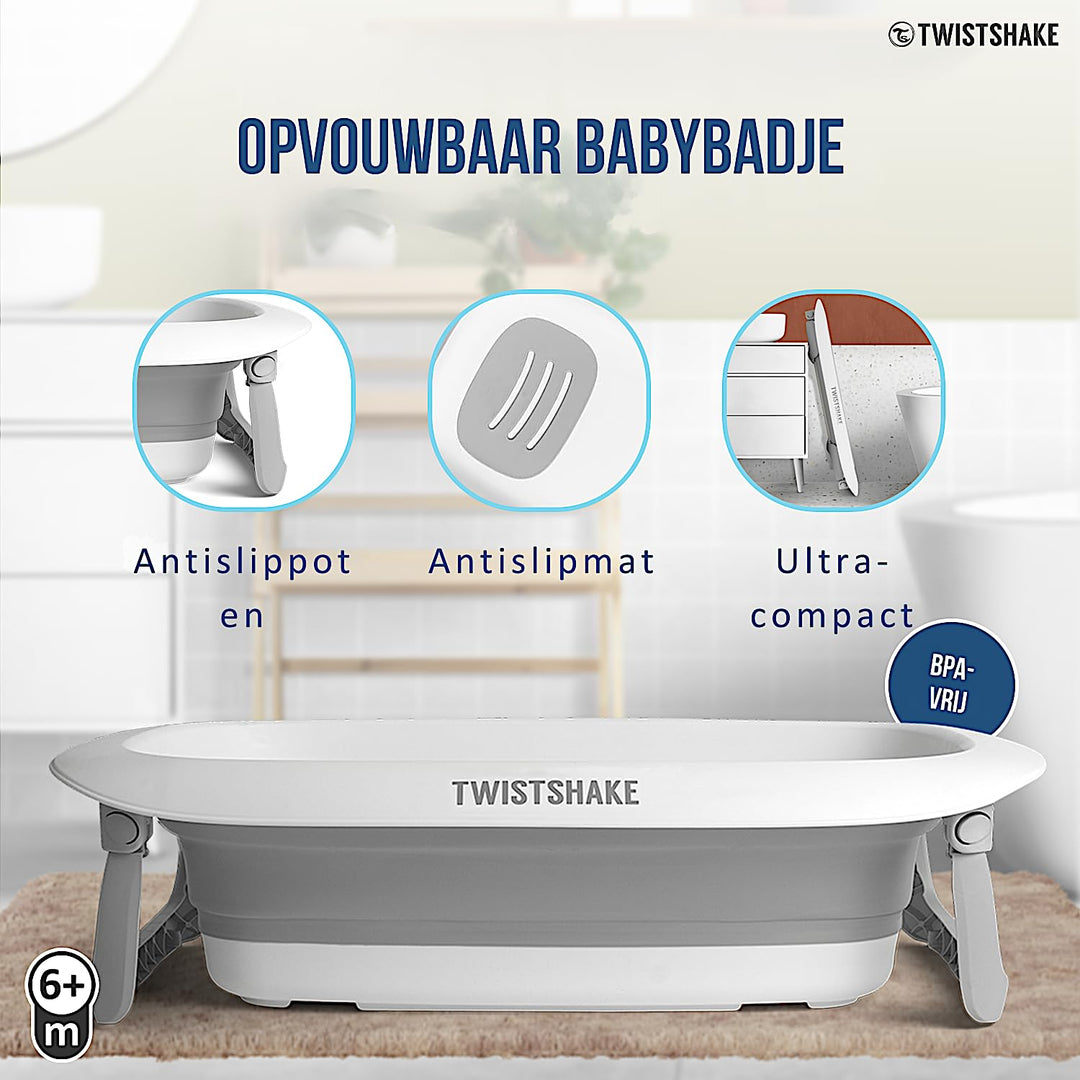 Twistshake faltbare und rutschfeste Babybadewanne | Ergonomisch zusammenklappbar und sicher | Tragba