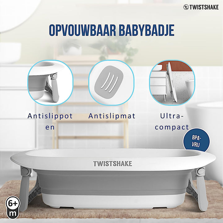 Twistshake faltbare und rutschfeste Babybadewanne | Ergonomisch zusammenklappbar und sicher | Tragba