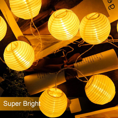 LED Lampion Lichterkette Batterie, 50 LEDs 10M Lampions Wetterfest Lichterkette Aussen Batterie, 8 M
