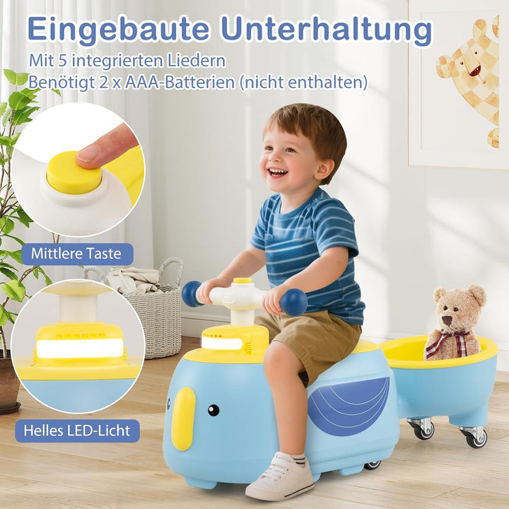 DREAMADE 2-in-1 Rutschauto, Rutschfahrzeug mit abnehmbarem Anhänger & Stauraum unter dem Sitz, mit L