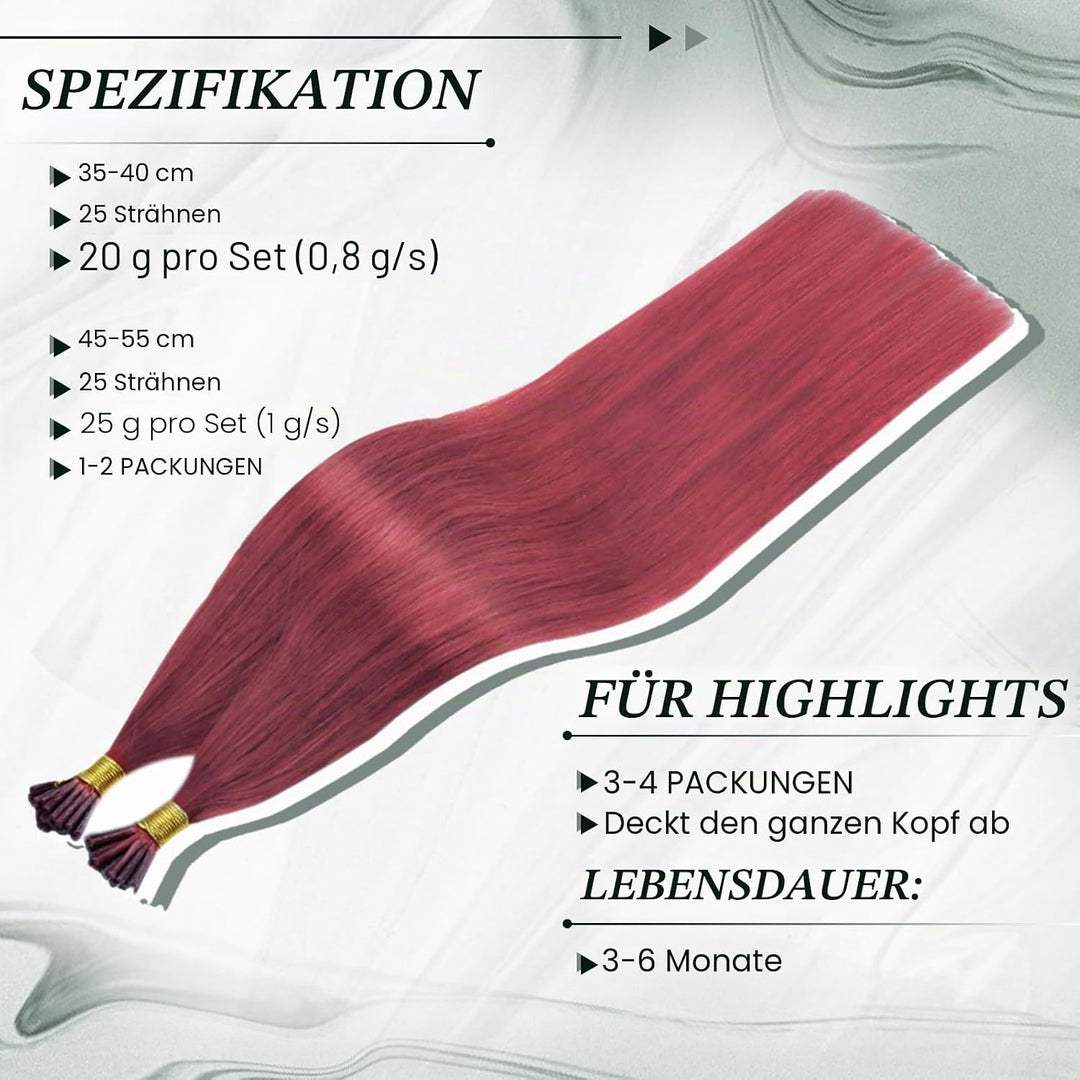 RUNATURE Burg I Tip Bonding Extensions Echthaar Burg Echthaar Extensions Bonding Keratin Haarverlang