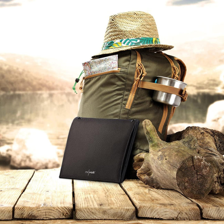 revolt Solarpanel faltbar: 28-Watt-Solar-Ladegerät mit 2 USB-Anschlüssen (5V/4,8A), faltbar, IPX4 (S