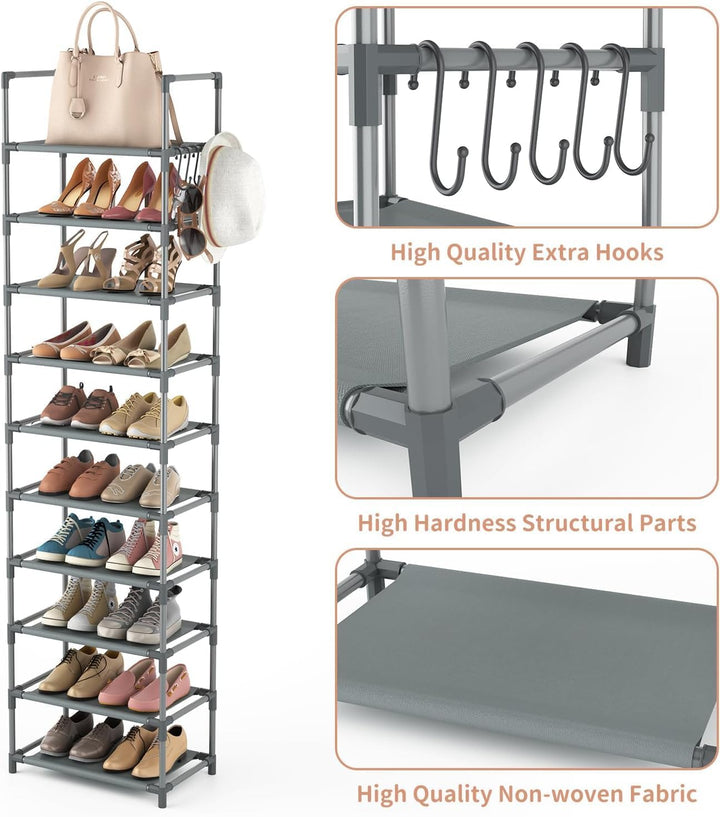 Schuhregal mit 10 Ebenen, Schuh-Organizer für 20-25 Paar Schuhe, offener Schuhschrank hoch, Schuhstä