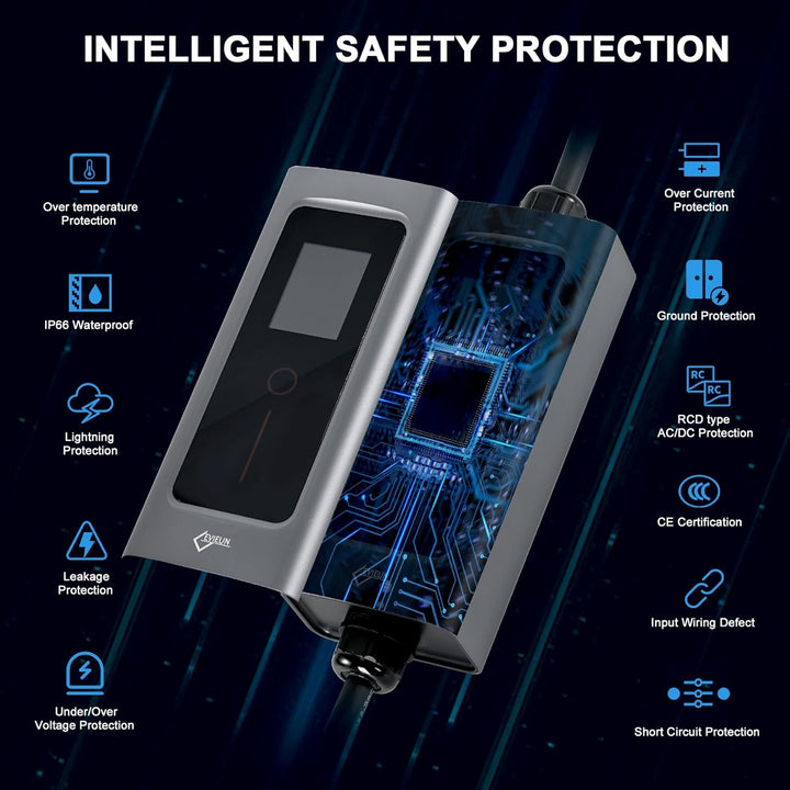 EVIEUN EV Ladekabel Typ 2 11 kW 3-Phasen 6-16 A 5 M, EV-Ladegerät Ladekabel CEE auf Typ 2 mit Allen