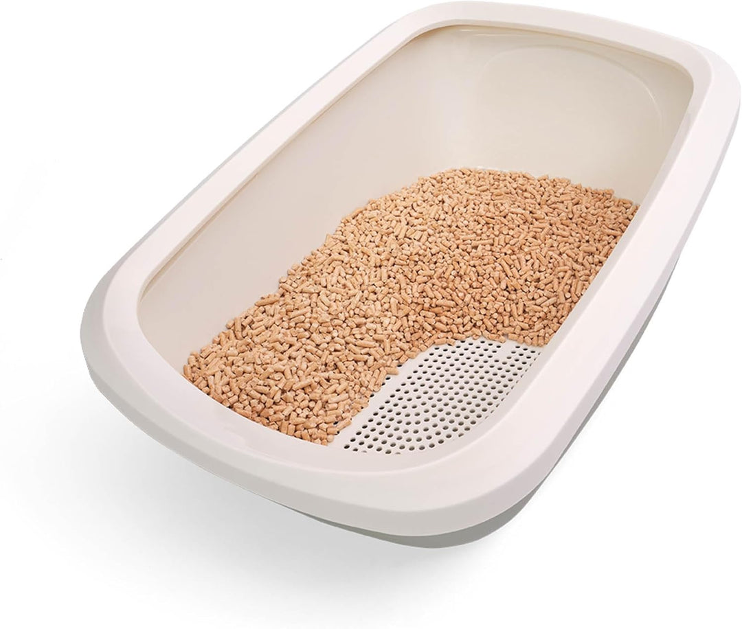 Katzentoilette mit Trennsystem – System Katzenklo für Holzpellets, weniger Geruch durch Urin- & Kott