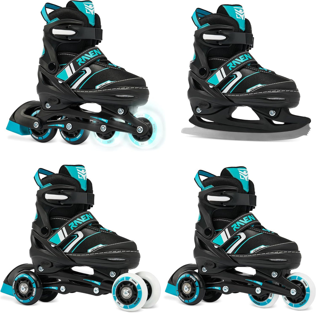 RAVEN Verstellbare 4in1 Inlineskates-Schlittschuhe-Rollschuhe-Triskates Helixi 30-33 (18cm-20cm) Hel