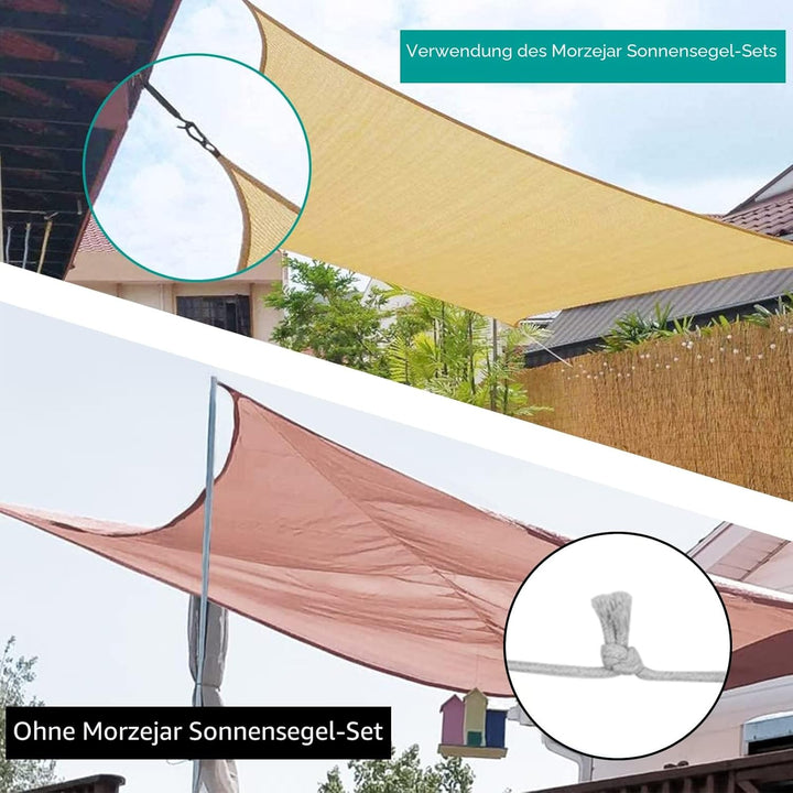 Morzejar Sonnensegel-Befestigungsset, 304 Edelstahl, strapazierfähig, dreieckig, rechteckig und quad