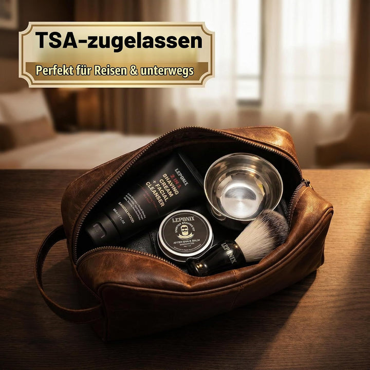 Rasierset für Herren, Rasierset mit Sandelholz-Rasiercreme, Rasierseife, Rasierpinsel, Rasierschale,