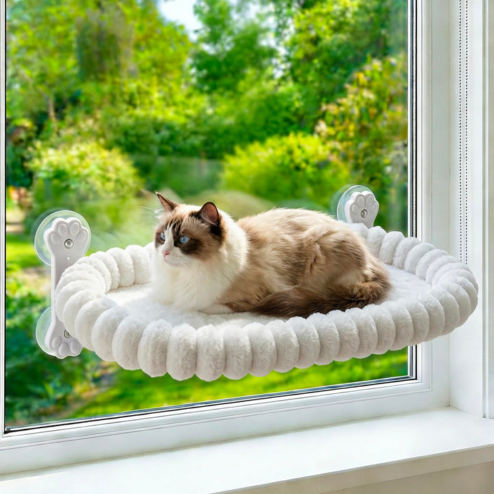 Homegroove Katzen-Fensterliege, 60 x 30 cm Faltbare Katzenhängematte für das Fenster mit 4-seitiger
