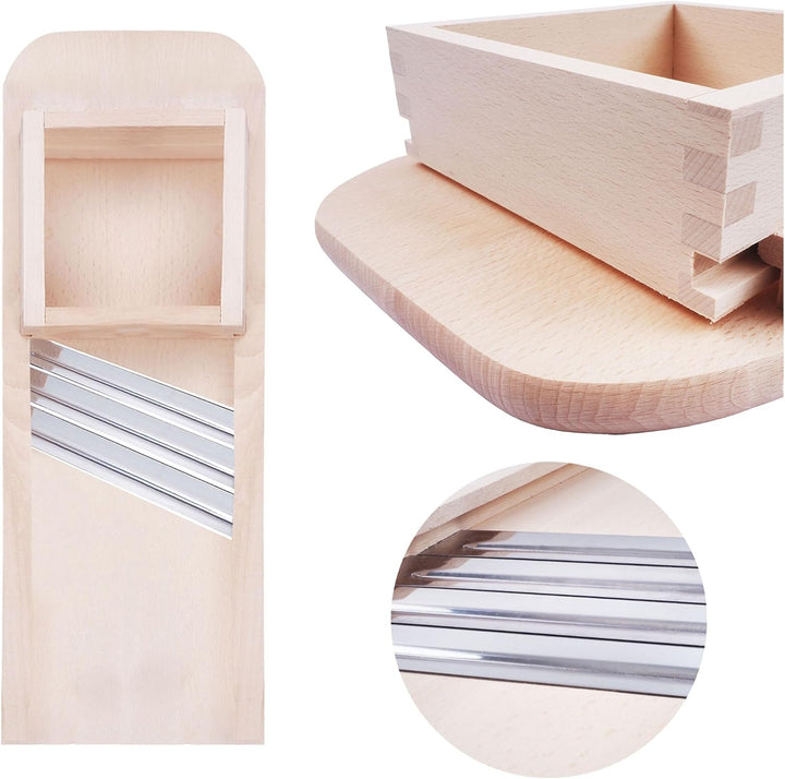 BAUSTER® Krauthobel aus Buchenholz mit Edelstahlklingen – Traditioneller Gemüsehobel für Weisskohl,