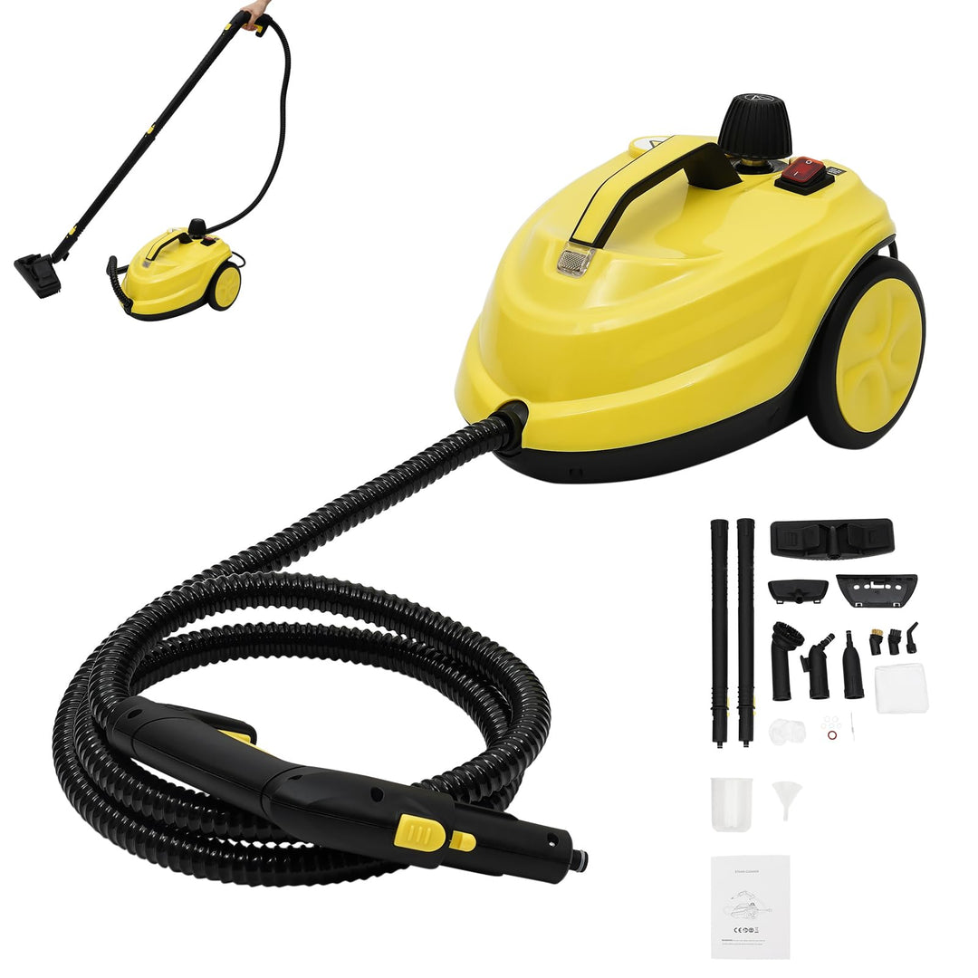 2000W Dampfreiniger, 1.7L Mehrzweck Handdampfreiniger mit 360° Drehbare Bürste, steam cleaner für Re