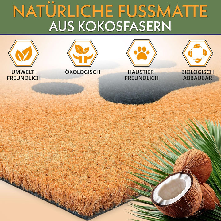 BRUBAKER Fussmatte für Aussen und Innen - Pfoten - 45 x 75 cm Hunde und Katzen Schmutzfangmatte aus