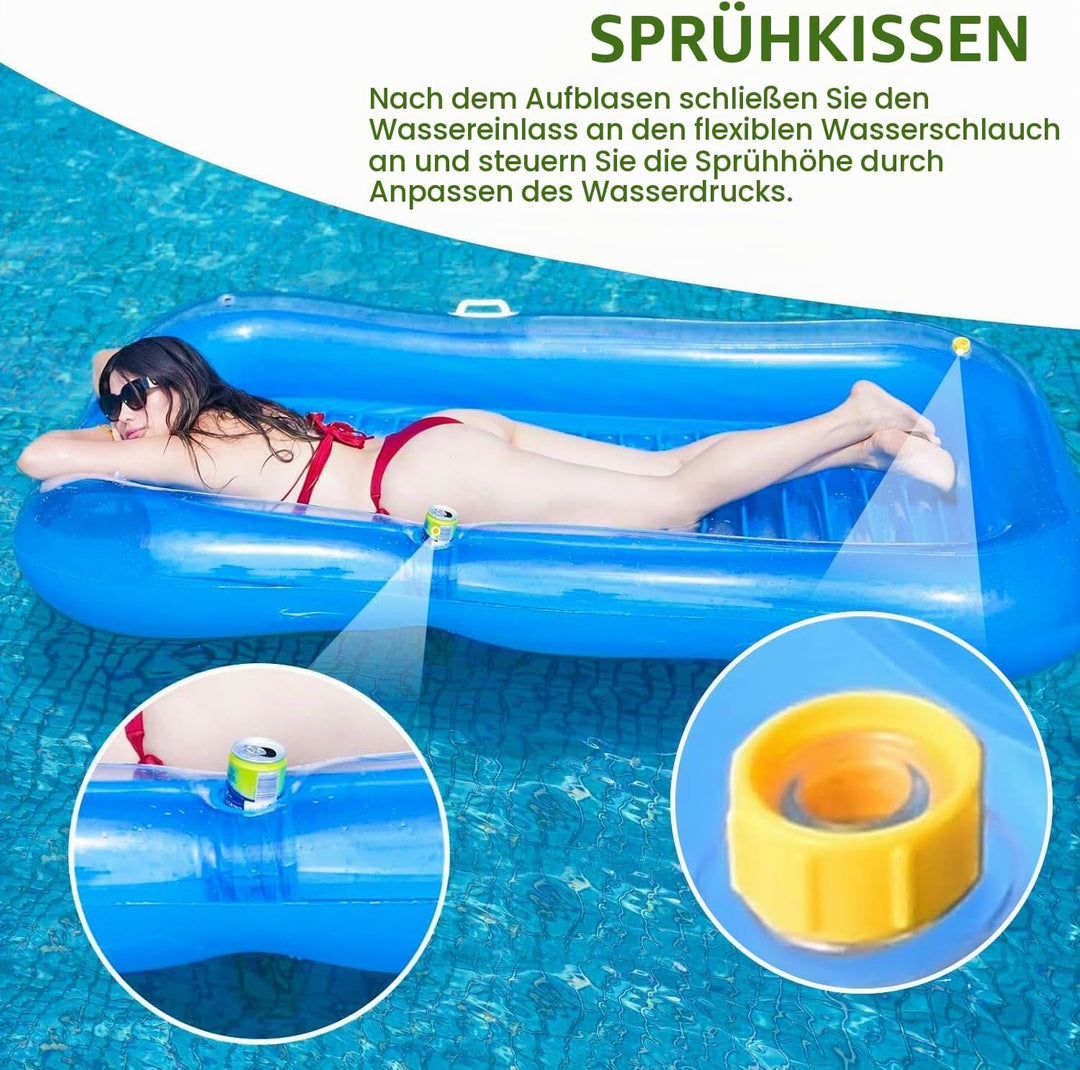 Luftmatratze Pool Erwachsene,Aufblasbar Schwimmmatratze mit Eingebautem Sprinkler,Pool Aufblasbares