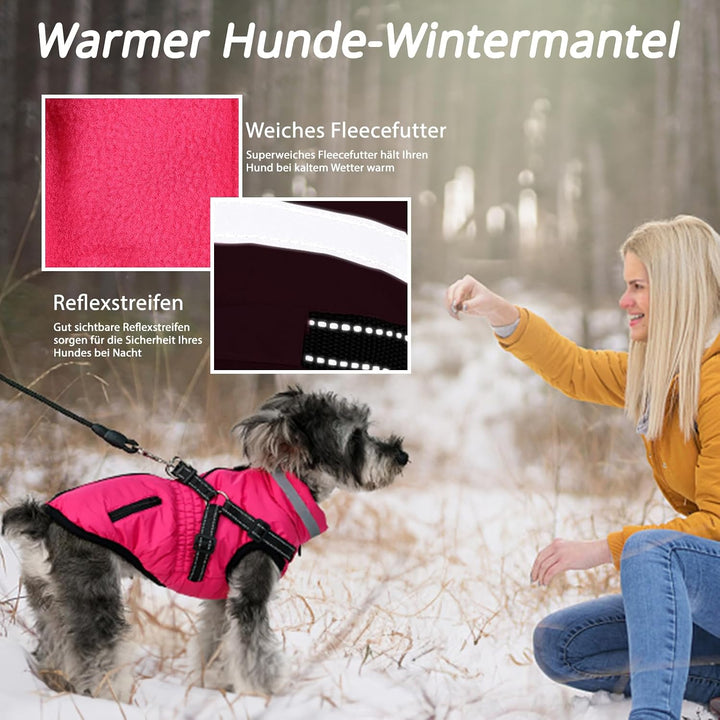 Hundemantel mit Geschirr wasserdichte Hundejacke, Gepolsterte Hundeweste Reflektierende Hundekleidun