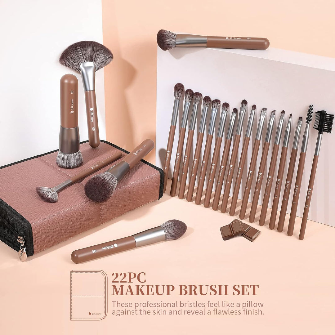 DUcare professionell pinselset makeup 22 Stück mit Luxus Kosmetiktasche, Premium Synthetik Make up P