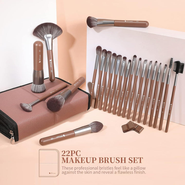 DUcare professionell pinselset makeup 22 Stück mit Luxus Kosmetiktasche, Premium Synthetik Make up P