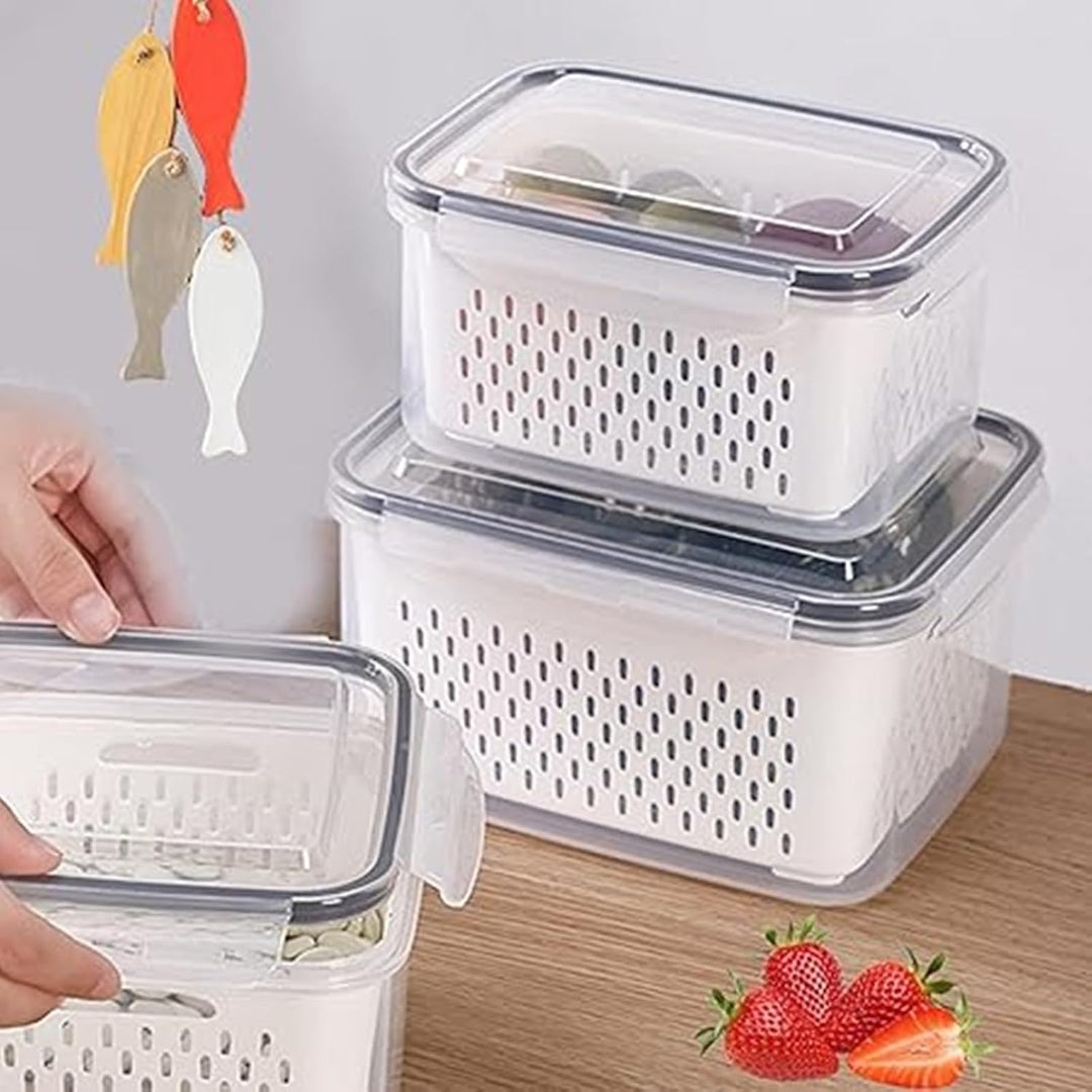 Plutuus Aufbewahrungsbehälter für Kühlschrank/Obst, BPA-frei, Kunststoff, mit Deckel und Sieb, für S