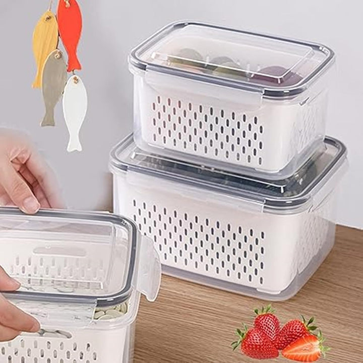 Plutuus Aufbewahrungsbehälter für Kühlschrank/Obst, BPA-frei, Kunststoff, mit Deckel und Sieb, für S