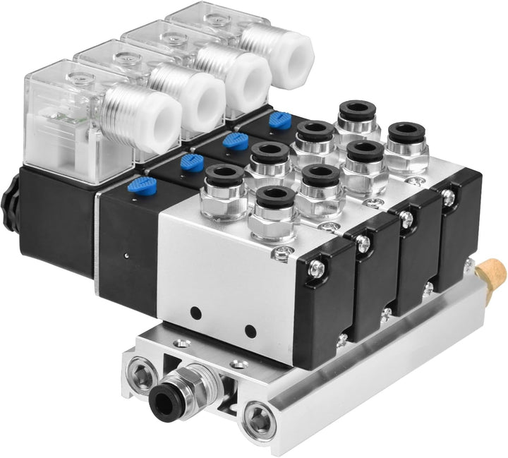 Heschen Elektrisches pneumatisches 4 Magnetventil 4V210-08 DC 24 V PT1/4 5-Wege 2 Positionen Krümmer