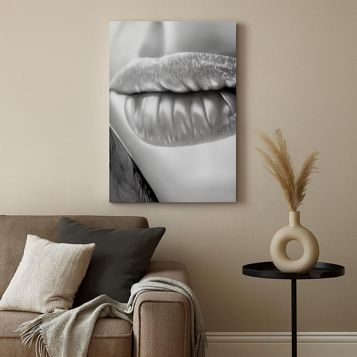 Bilder auf Leinwand Lippen Gesicht weiblich Lippenstift Leinwandbild mit Rahmen 45x80cm Wandbilder D