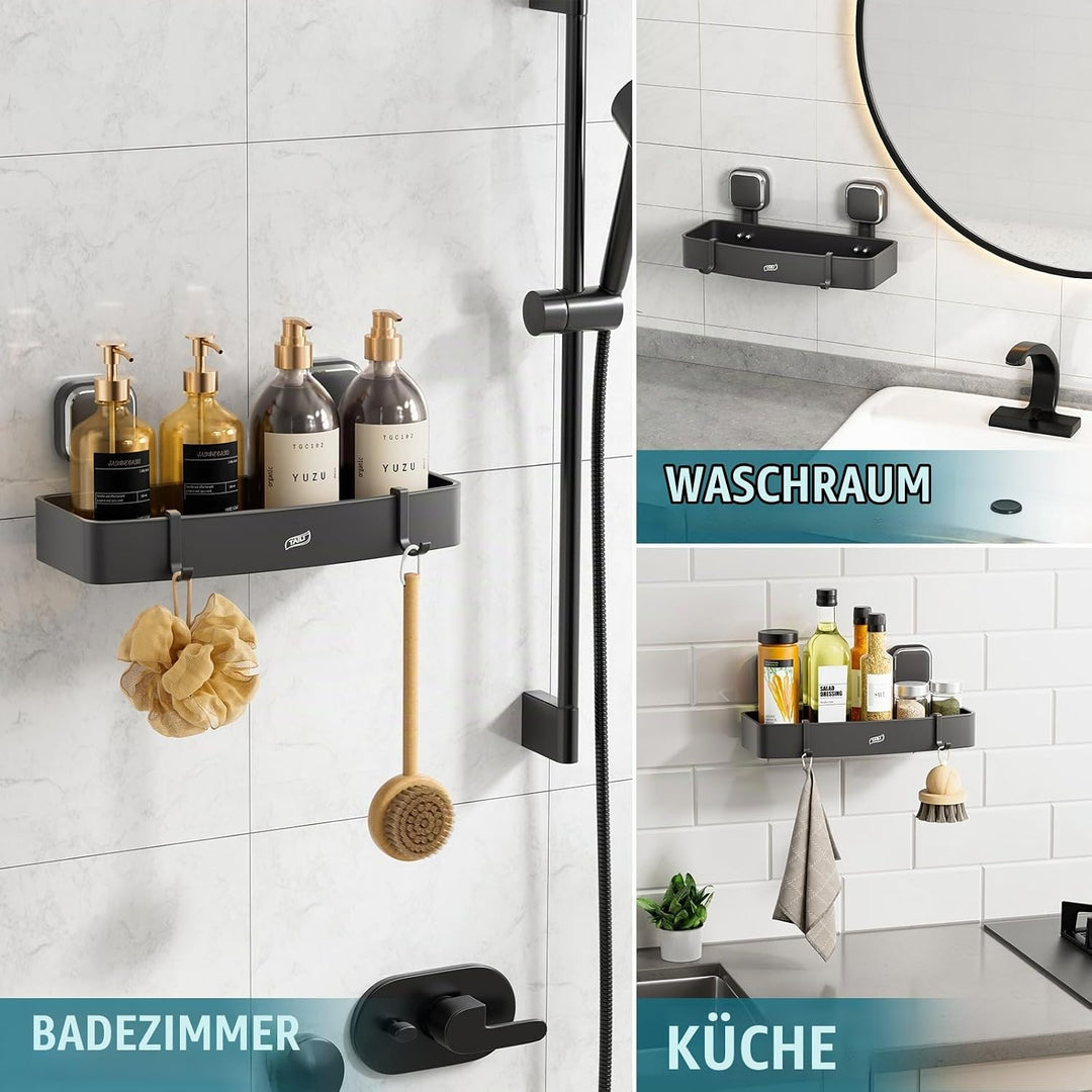 TAILI Duschablage mit Saugnapf ohne Bohren Abnehmbar Belastbarkeit 10 KG Wasserdicht und Ölbeständig
