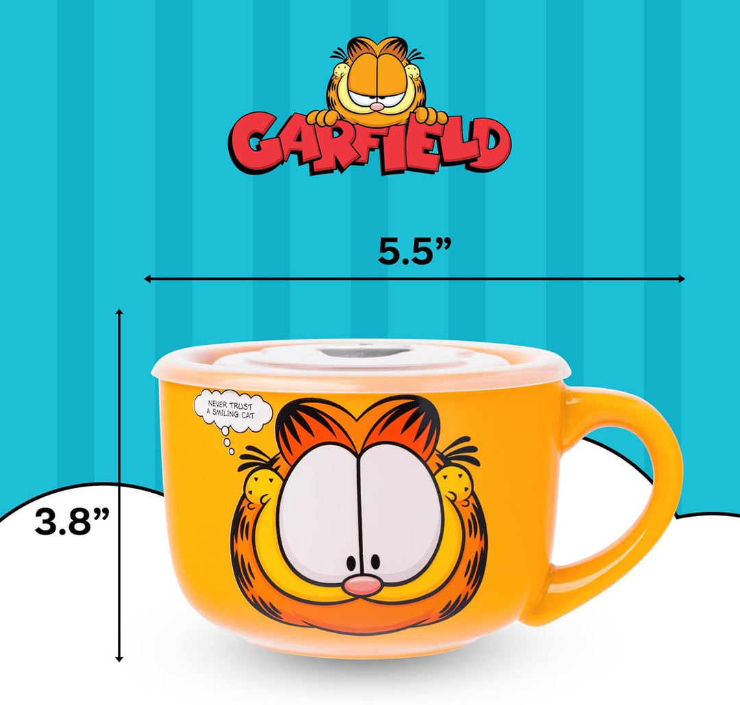 Silver Buffalo Garfield Keramik-Suppentasse mit belüftetem Kunststoffdeckel, 680 ml Garfield Never T