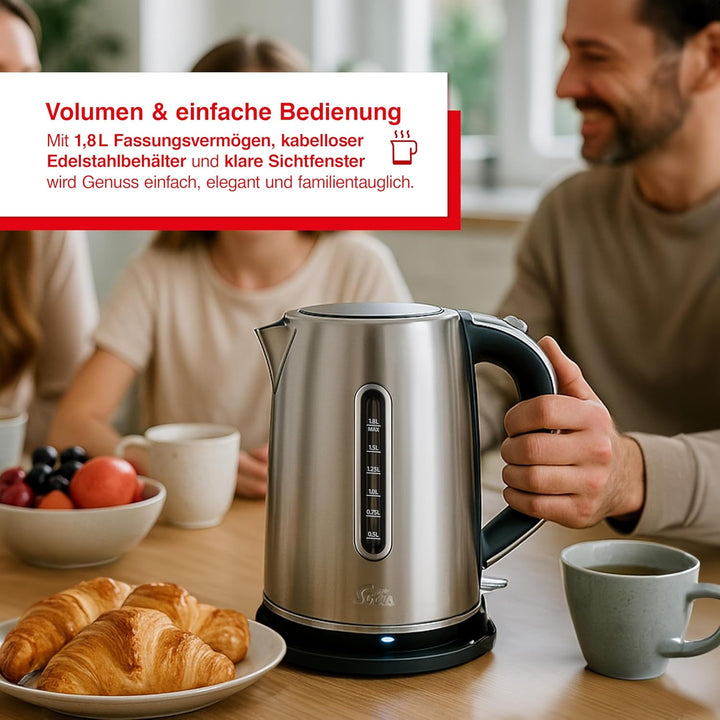 Solis Flexi Temp Kettle – Digitaler Wasserkocher Edelstahl 1,8L mit Temperaturwahl, Kalkfilter & Abs