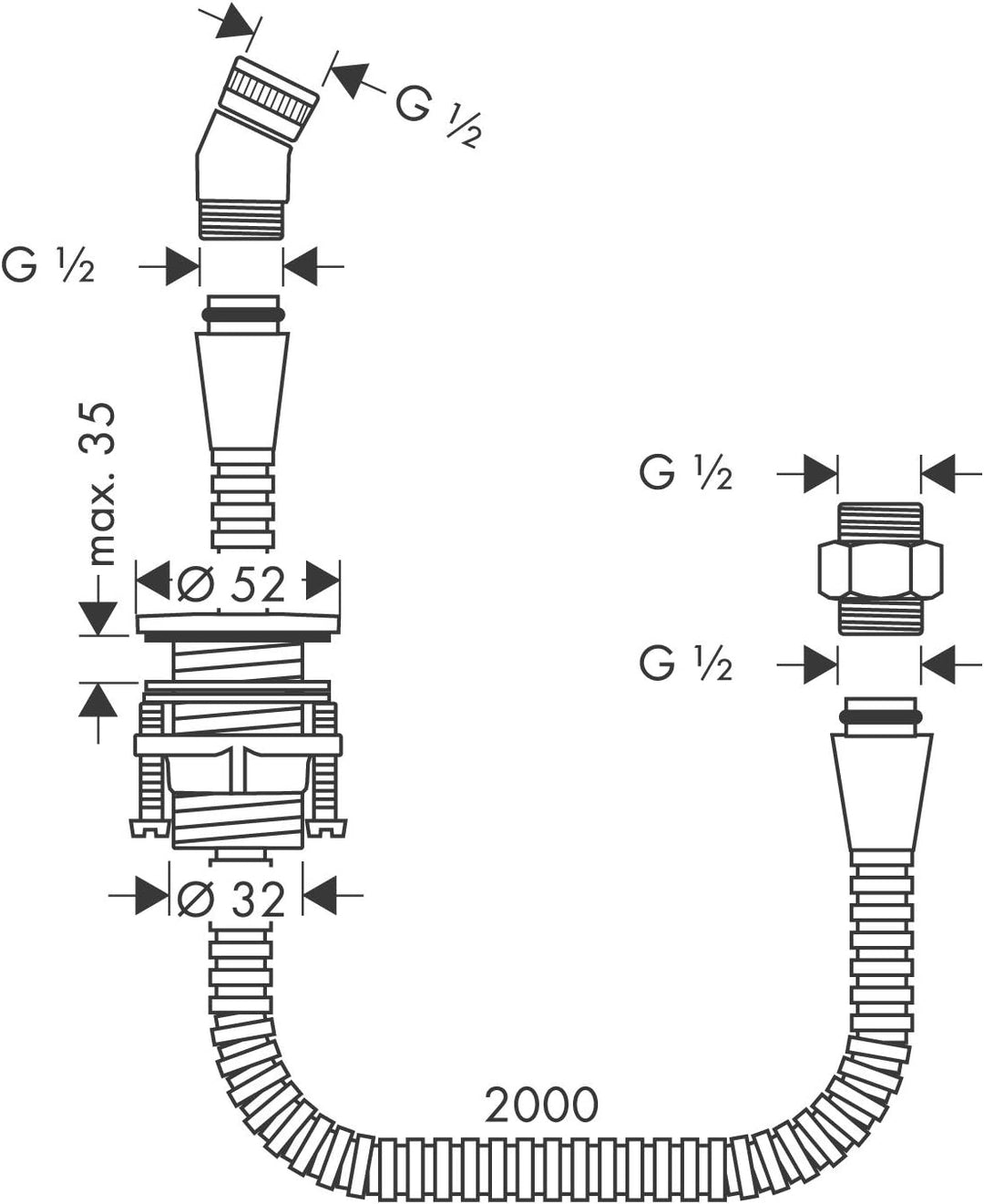 hansgrohe Duschkopfhalter für Wannenrandmontage, Zubehör, Chrom