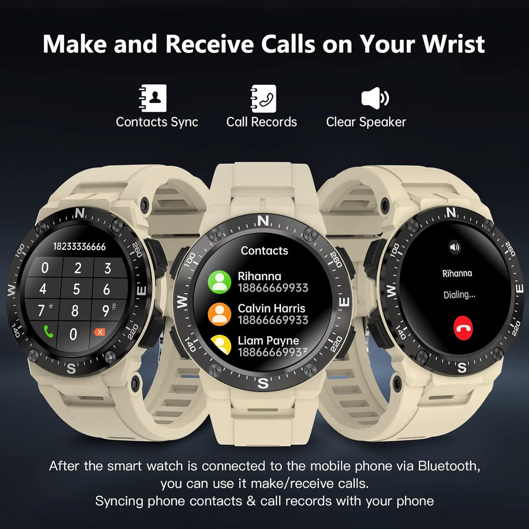 Bebinca Smartwatch Herren Sport 1.3" Freisprechanrufe tätigen und empfangen Bluetooth Mikrofon, Musi