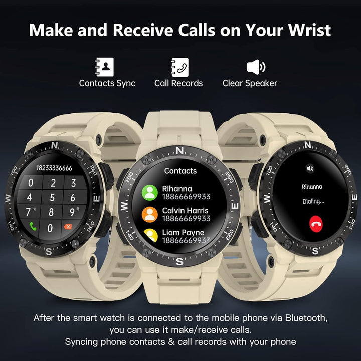 Bebinca Smartwatch Herren Sport 1.3" Freisprechanrufe tätigen und empfangen Bluetooth Mikrofon, Musi
